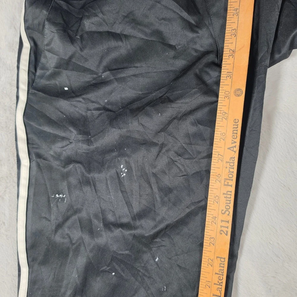 Adidas Track Pants Mens Medium Black Climalite Striped Distressed Paint Splatter